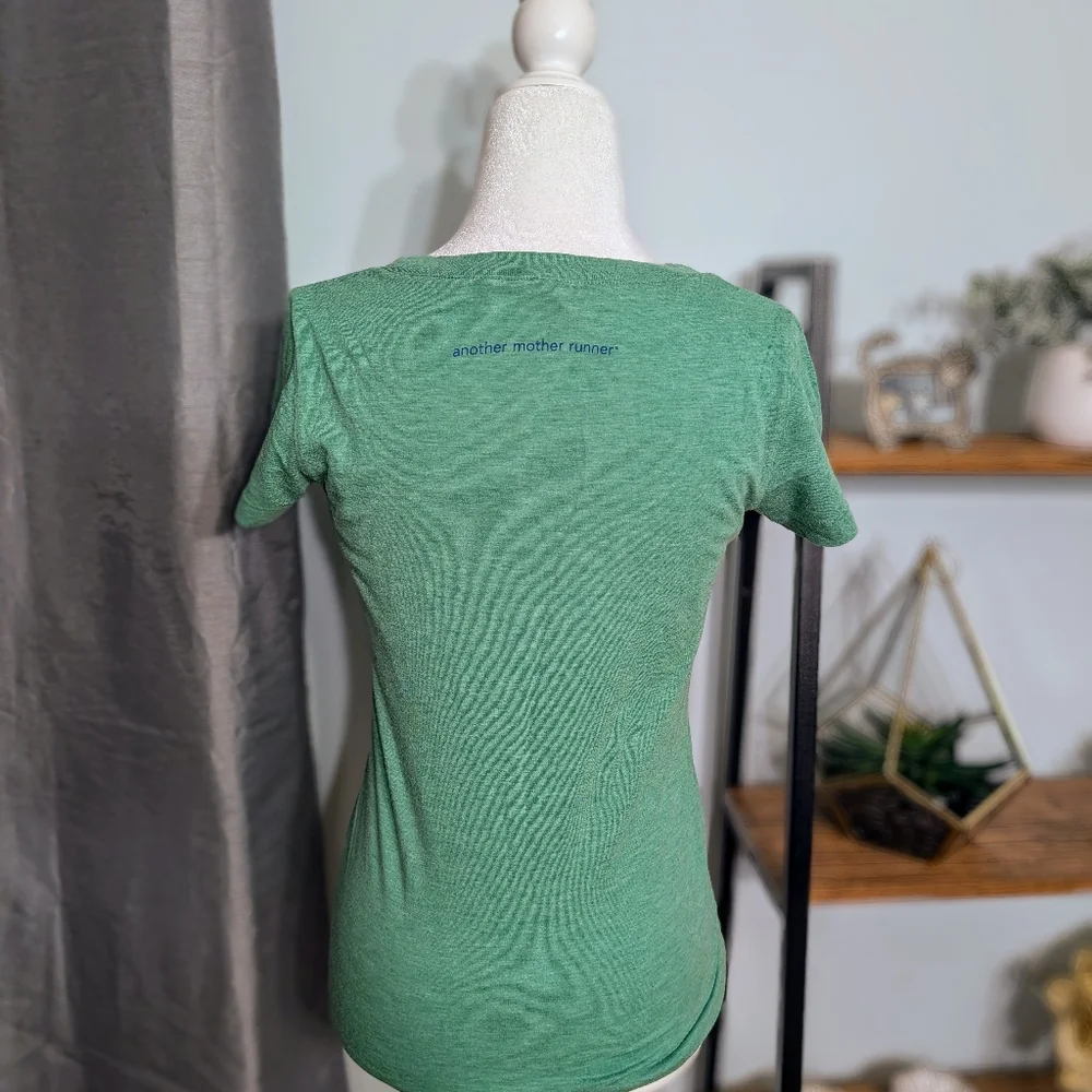 Bella Canvas Heather Green Tee with Blue Text - Picture 3 of 4